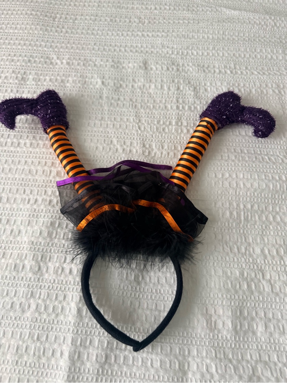 Kids Purple & Orange Witch Legs Headband Costume Accessory